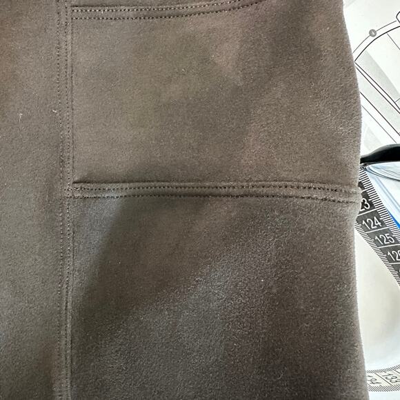 Spanx 1X Faux Suede Brown Leggings High Rise Stretch Softcore Y2K - Picture 10 of 10